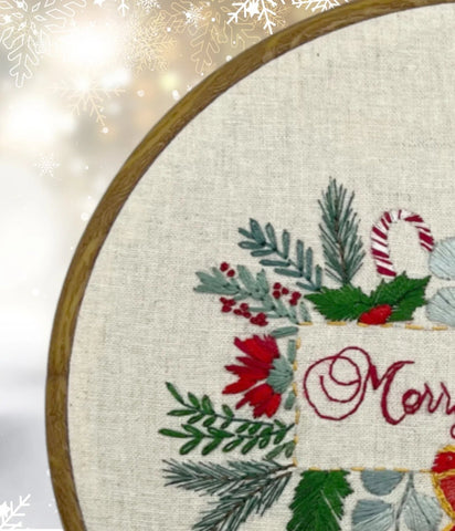 8" Christmas Botanical Flowers & Greenery Design  8" Pattern PDF Download