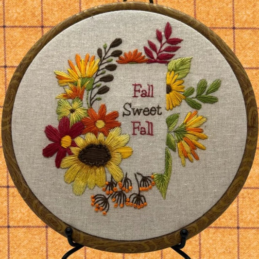 8" Autumn Fall Colors Sunflower Embroidery PDF Pattern