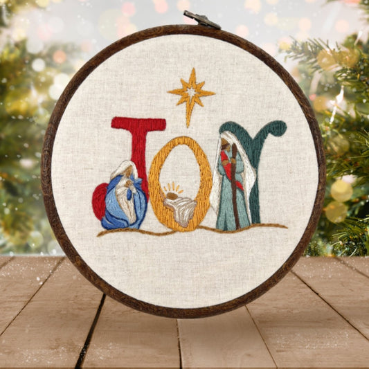 6”  Nativity Christmas Manger JOY Embroidery Kit for beginners